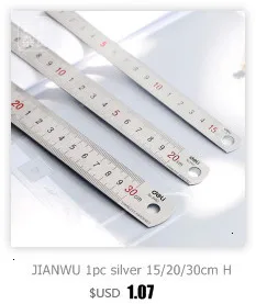 JIANWU 1 pc Серебряный 15/20/30 см Высокое качество стали металлической линейки функциональные сопоставление toolSchool офиса принадлежности для