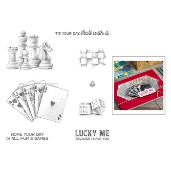 

2020 New Hot Entertainment Game Poker Chess Dice Lucky Me Word Stamps and Metal Cutting Dies For Scrapbooking Card Foil Making