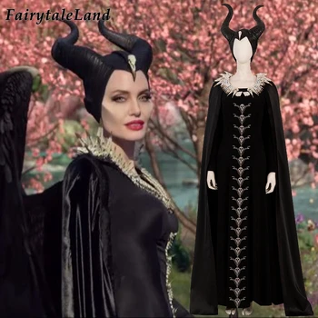 

Maleficent Mistress of Evil Costume Carnival Halloween Outfit Maleficent Cosplay Costume Horns Fancy Skull Angelina Jolie Dress