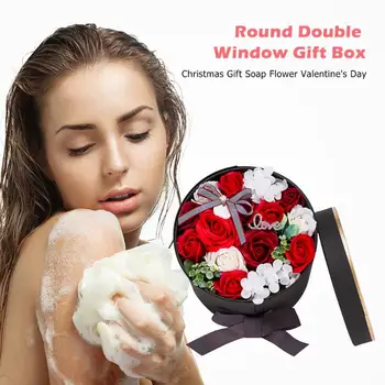 

Round Gift Box Christmas Valentines Day Artificial Petals Rose Soap Flowers Wedding Favor Party Decor