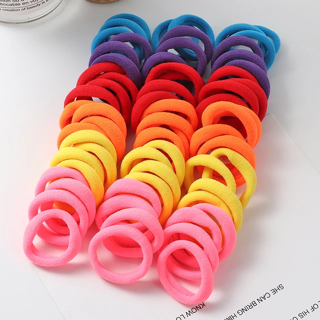 50pcs Girls Solid Color Big Rubber Band Ponytail Holder Gum Headwear Elastic Hair Bands Korean Girl Hair Accessories Ornaments 66pcs-2