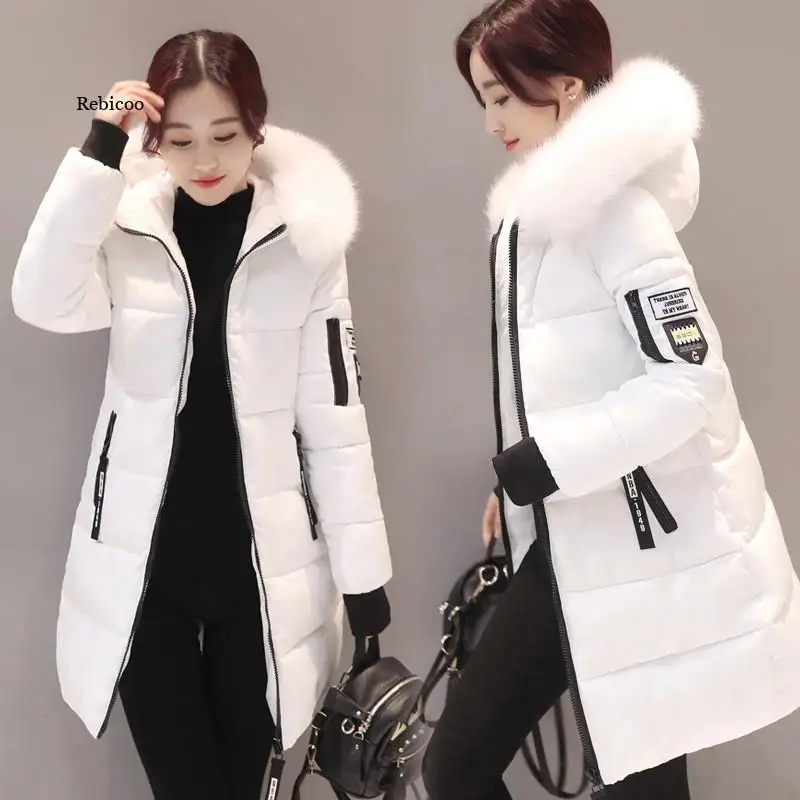 

2021 Women Parkas Winter Ladies Casual Long Coats Woman Jackets Winter Women Hooded Fur Collar Cotton Parkas Warm Coat Outwear