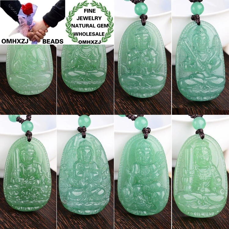 OMHXZJ Wholesale ZB450 European Fashion Birthday Wedding Gift Natural Stone Fine Aventurine Zodiac Signs Buddha Pendant Charm | Украшения и