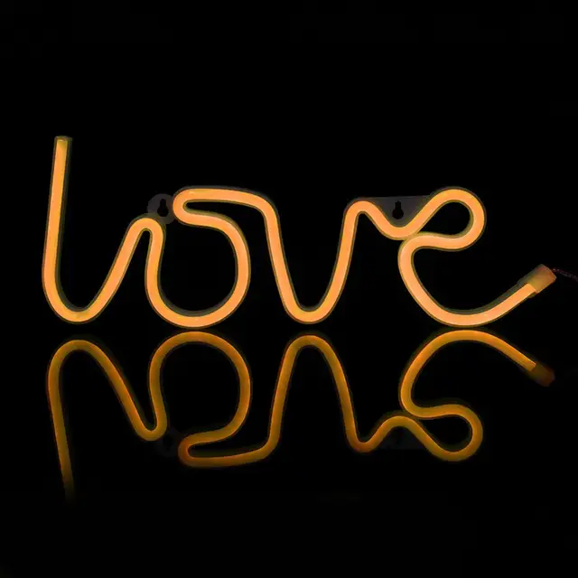 Neon Romantique Rose Amour Lettres Led Panneau D Eclairage Usb Charge Decor A La Maison Chambre Lampe Mariage Festival Fete Neon Lampe Aliexpress