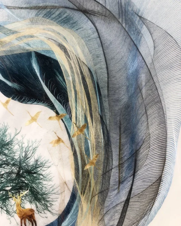 Handmade Mulberry Silk Thread Finished Suzhou Embroidery not include frame,deer 50*100cm