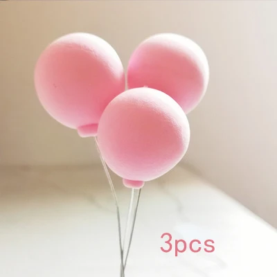3pcs pink balloon Украшение торта смешанный цвет глина шар кекс Топпер акриловые буквы счастливые топперы для торта на день рождения принадлежности для украшения свадебной вечеринки - Цвет: 3pcs pink balloon