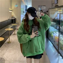 

Winter Fashion Oversized Hoodie Sweatshirt Women Letter Print Casual Hooded Pullover Long Sleeves Draw String Female Hoodie Tops