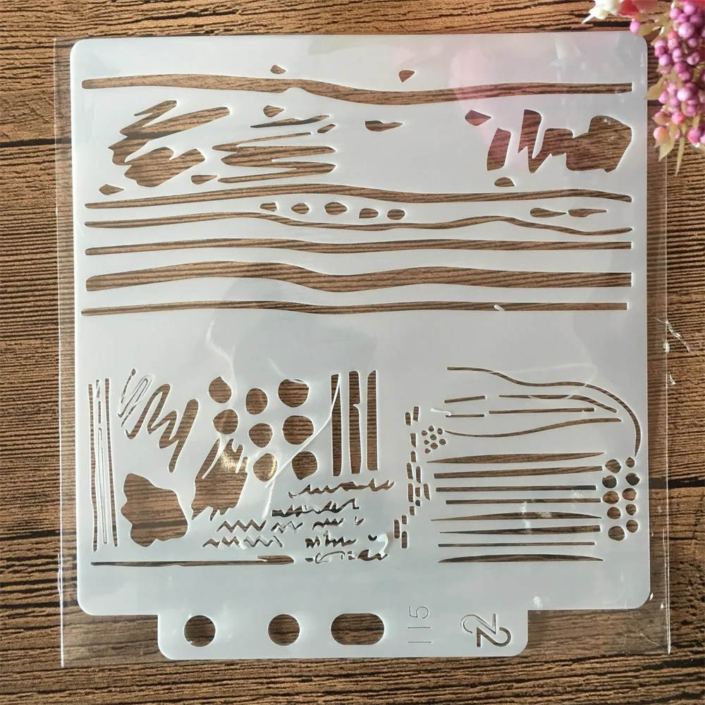 9 개/대 14cm 빈티지 기하학 단어 DIY 겹쳐 스텐실 페인팅 스크랩북 색소 엠보싱 앨범 장식 템플릿