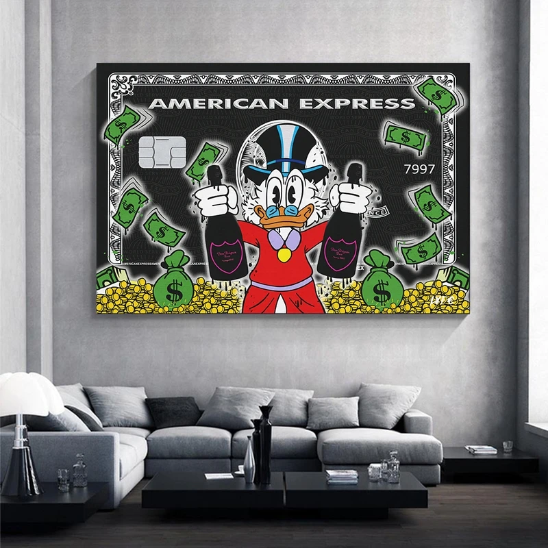 Alec Monopoly Disney Donald Duck Canvas Painting Graffiti Millionaire Money Street Art Posters and Prints for Living Room Home | Дом и сад