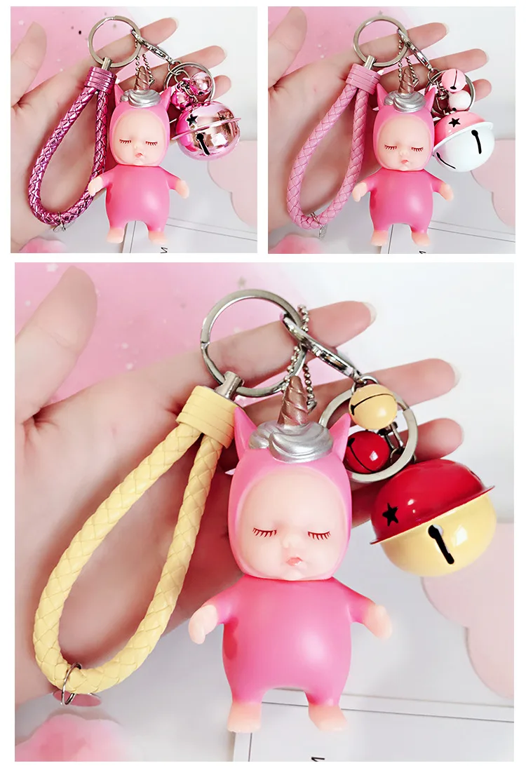 Cute Unicorn Sleep Meng Doll GIRL'S Heart Keychain Doll Creative Car Key Chain Bag Ornament Wholesale