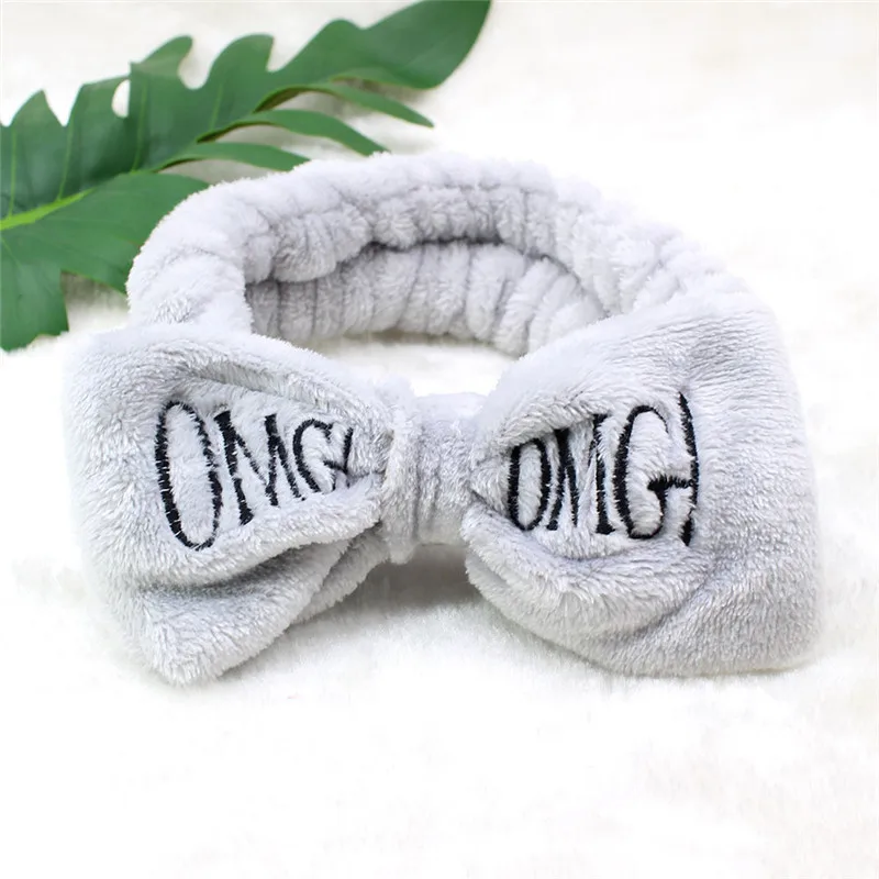 

New OMG Letter Coral Fleece Wash Face Bow Hairbands For Women Girls Headbands Headwear Hair Bands Turban hair accessories women