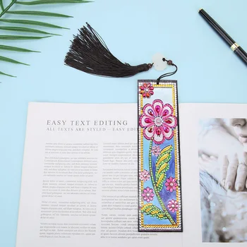 

DIY Special Shaped Diamond Bookmarks Hot Selling Durable Simple Multi-function Painting Leather with Tassel Creative Gifts