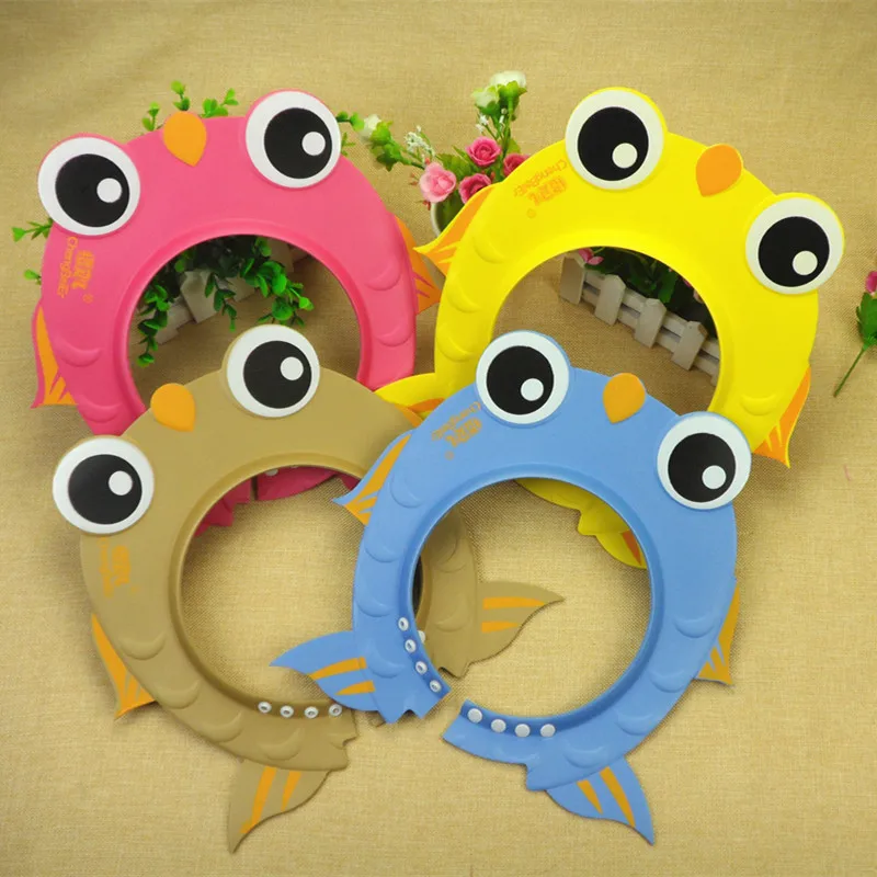 

Baby Shampoo Cap with Adjustable Waterproof Goldfish Ear Protector Bath Cap EVA Shower Cap for Kids Bath Cap for Kids