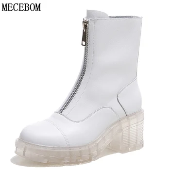 

Luxurious Women Boots Personality Crystal Clear Platforms Boots High Heels Designer Front Zipper Shoes Ladies 2020 Women Boots