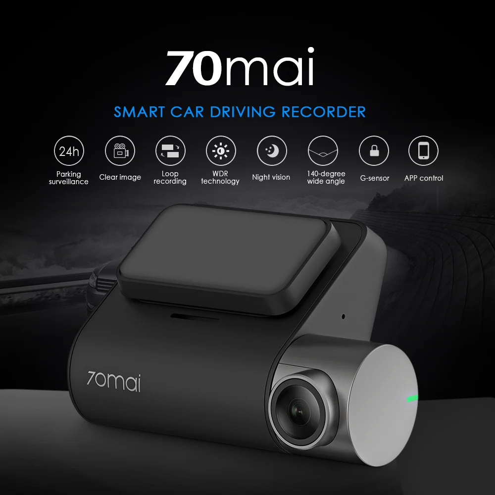 70mai Car Driving Recorder Pro 2-inch Full HD Screen APP Control 24h Surveillance Superior Night Vision