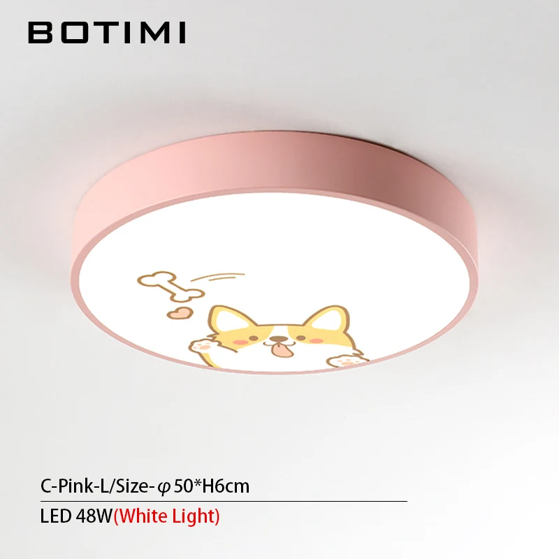 C-Pink-L-LED White BOTIMI мультфильм 220V светодиодный потолочный светильник для спальни для детской комнаты Мальчики круглая спальня освещение девушки потолочные светильники - Цвет корпуса: C-Pink-L-LED White