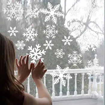 

76pcs/set Removable Snowflake Shape Wall Sticker Static Art Mural for Christmas Window Glass Door Decoration