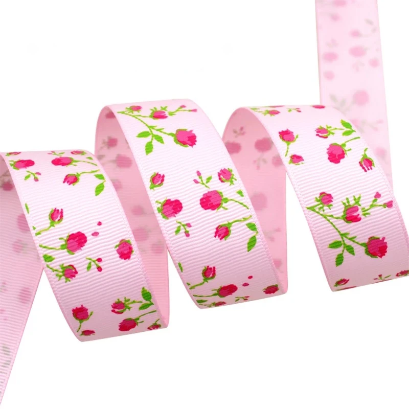 (10 ярдов/партия) 1 ''(25 мм) Роза цветок grosgrain DIY ленты печатных прекрасные