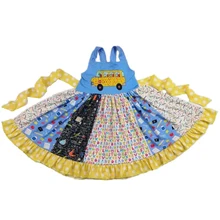 Детские платья для девочек back to school bell рюши Пояс дизайн для детей, Детский бутик, готово к отправке, платье для девочек детская одежда для девочек