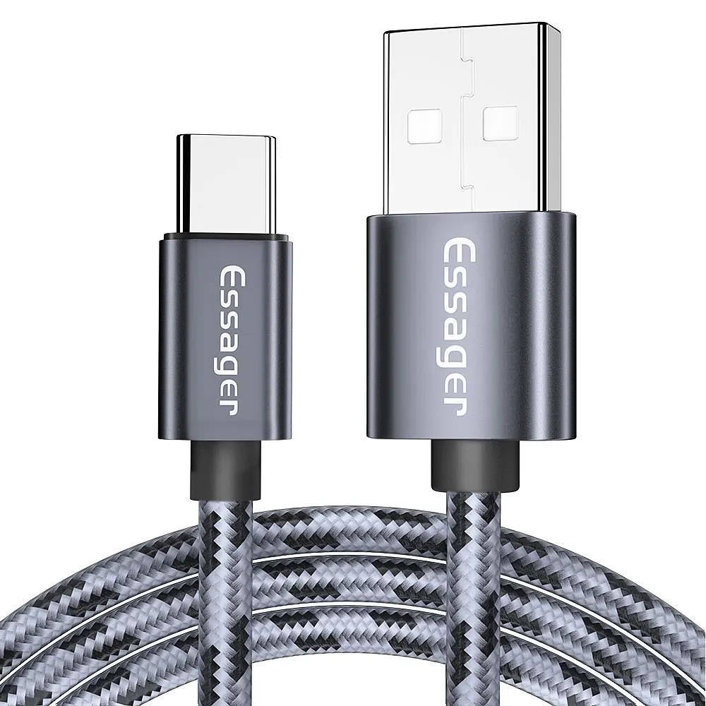 Essager USB C 3A кабель для быстрой зарядки type C кабель для samsung S10 S9 Note 10 9 huawei P20 P30 Pro mate 20 Oneplus 7 кабель для передачи данных - Цвет: Dark Grey