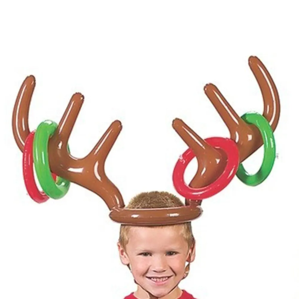 Christmas Inflatable Reindeer Antler Hat Ring Toss Game PVC Party Supplies
