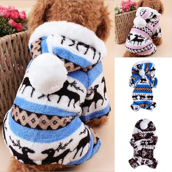 

New Winter Warm Cat Dog Pajamas Soft Cotton Small Pet Dogs Clothes Jumpsuit