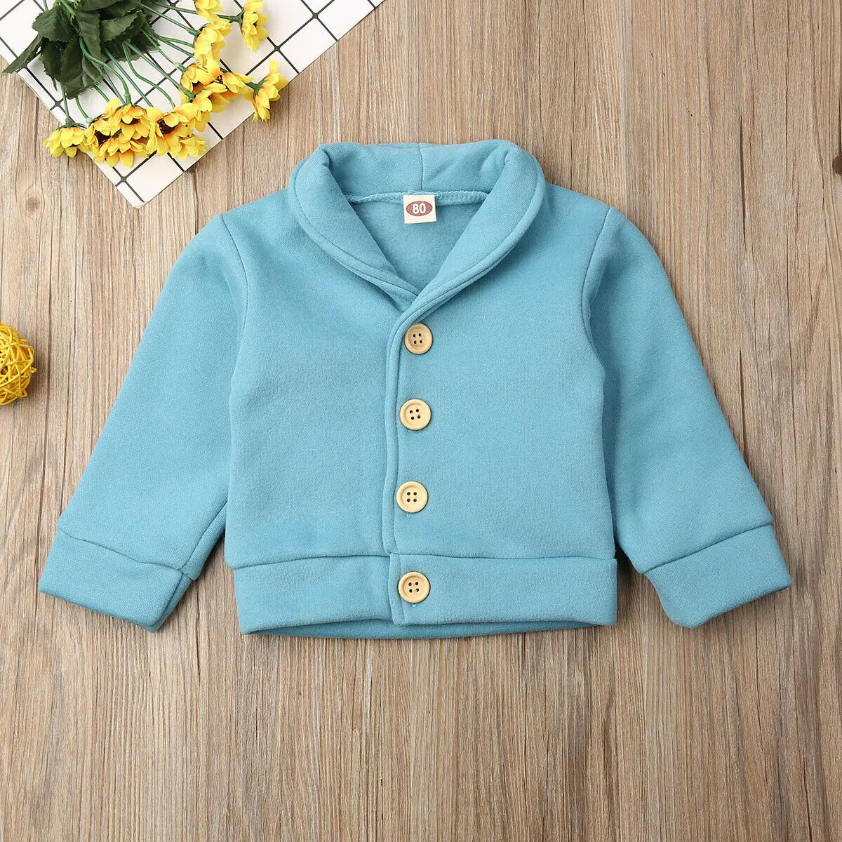 Imcute одежда для маленьких мальчиков хлопковый свитер с длинными рукавами теплая верхняя одежда - Цвет: Небесно-голубой