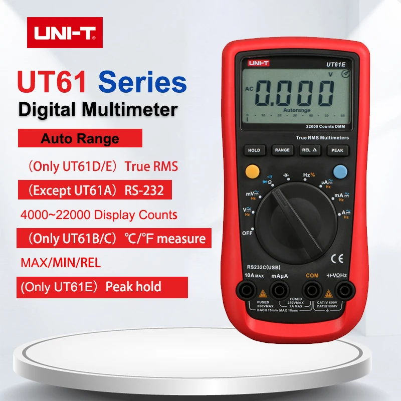 Цифровой мультиметр UNI T UT61E UT61B UT61C UT61D UT61A измеритель True Rms Измеритель постоянного