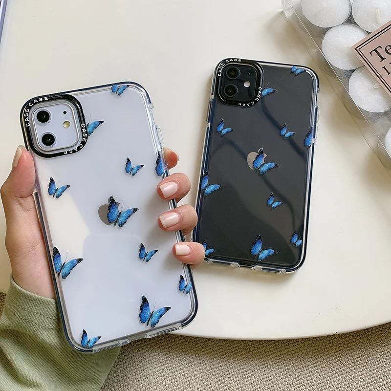 Красивый милый чехол для телефона с бабочкой iphone 12 mini 11 Pro Max мягкий прозрачный SE