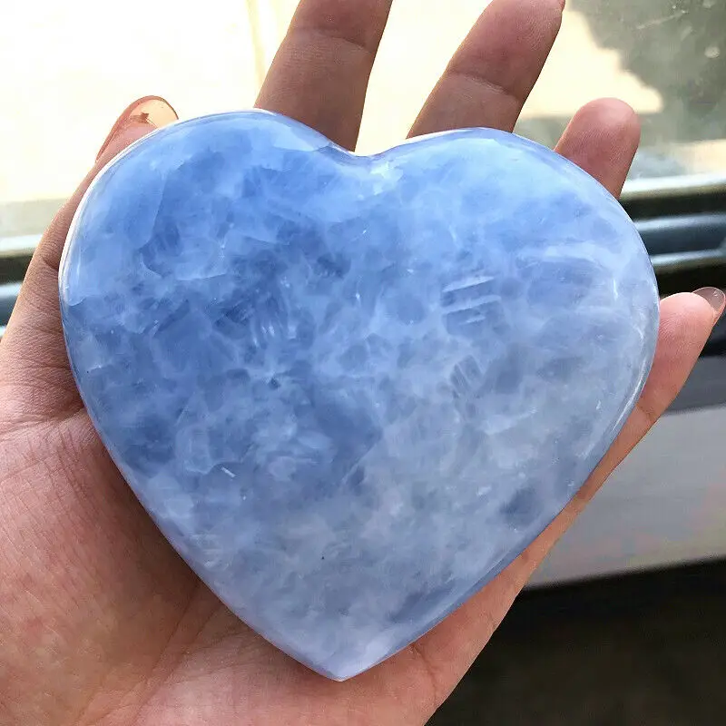 

Natural Crystal Heart Hand Made Celestite Quartz Gemstones Chakra Stone Heart Balancing Collector Crystals Reiki Healing