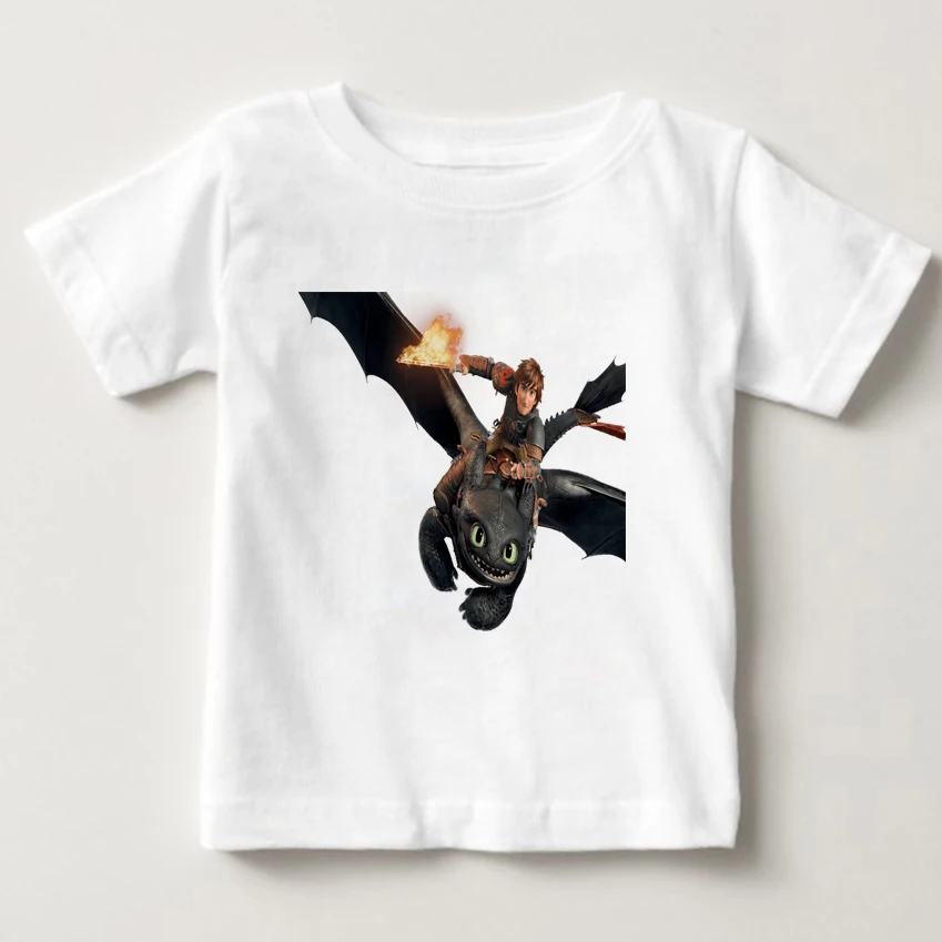 

Art of The Night 2018 Cute Dragon T-shirt for Boys How To Train Your Toothless Cool Movie Cartoon 3D Anime Children T Shirt