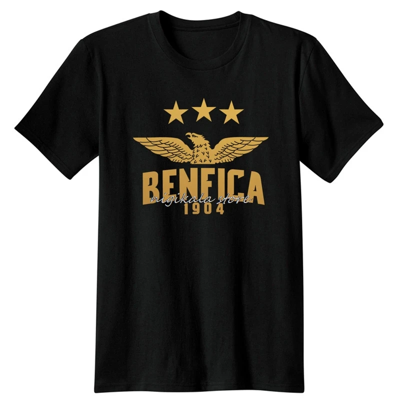 Мужские футболки и топы в стиле кэжуал одежда Benfica Portugal футболки модные черные красные футболки мужские новые летние с коротким рукавом Прямая поставка
