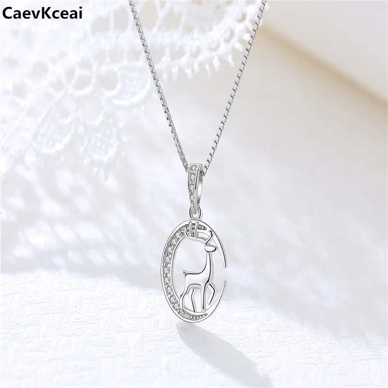 CaevKceai Новое поступление 925 стерлингового серебра Круглый олень ожерелья и