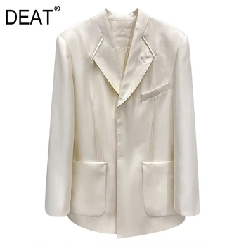 

DEAT 2020 new summer and autumn fashion notched women clothes pocket single breasted wide straight blazer female top WN26200
