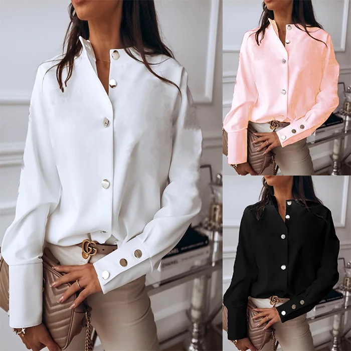 Blusas Fashion Woman Shirts 2021 Spring Casual Solid Blouse Long Sleeve White  Black Korean Tops Cotton Loose Chic Cardigan 10619 - Blouses & Shirts -  AliExpress