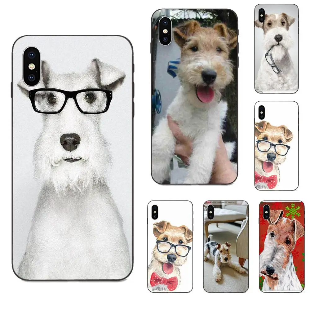 

Soft TPU Mobile Cases Covers For Apple iPhone 4 4S 5 5S SE 6 6S 7 8 Plus X XS Max XR Wire Fox Terrier With Glasses