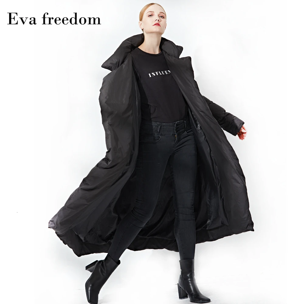 Eva freedom, зимний пуховик, женский, модный, длинный, уплотненный, теплый, большой, стеганый, пуховик с поясом, большой размер, пуховик для женщин