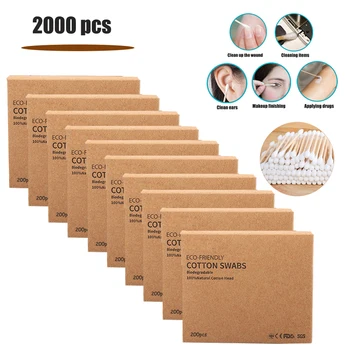 

2000pcs Bamboo Cotton Swabs Disposable Double Head Cotton Buds Sticks for Ears Nose Cleaning eco-friendly Makeup swabs
