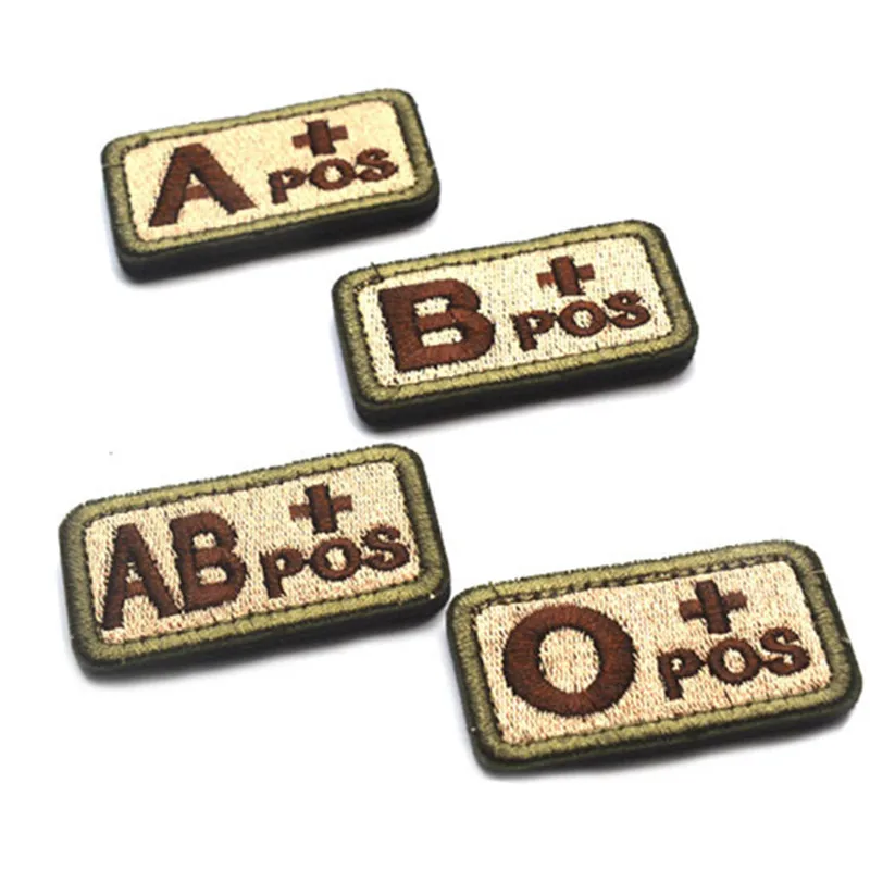 Blood Type Morale Patches Hook Loop Embroidery Military Tactics Badge For Coat Backpack DIY Sewing Fabric A+POS O-NEG Patches