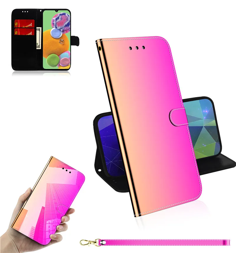 Зеркало бумажник чехол для samsung Galaxy S8 S9 S10 плюс Note10 Note10Plus A90 5G S10E A50 A10 A20 A30 A10E A70 держатель Стенд кожаный чехол