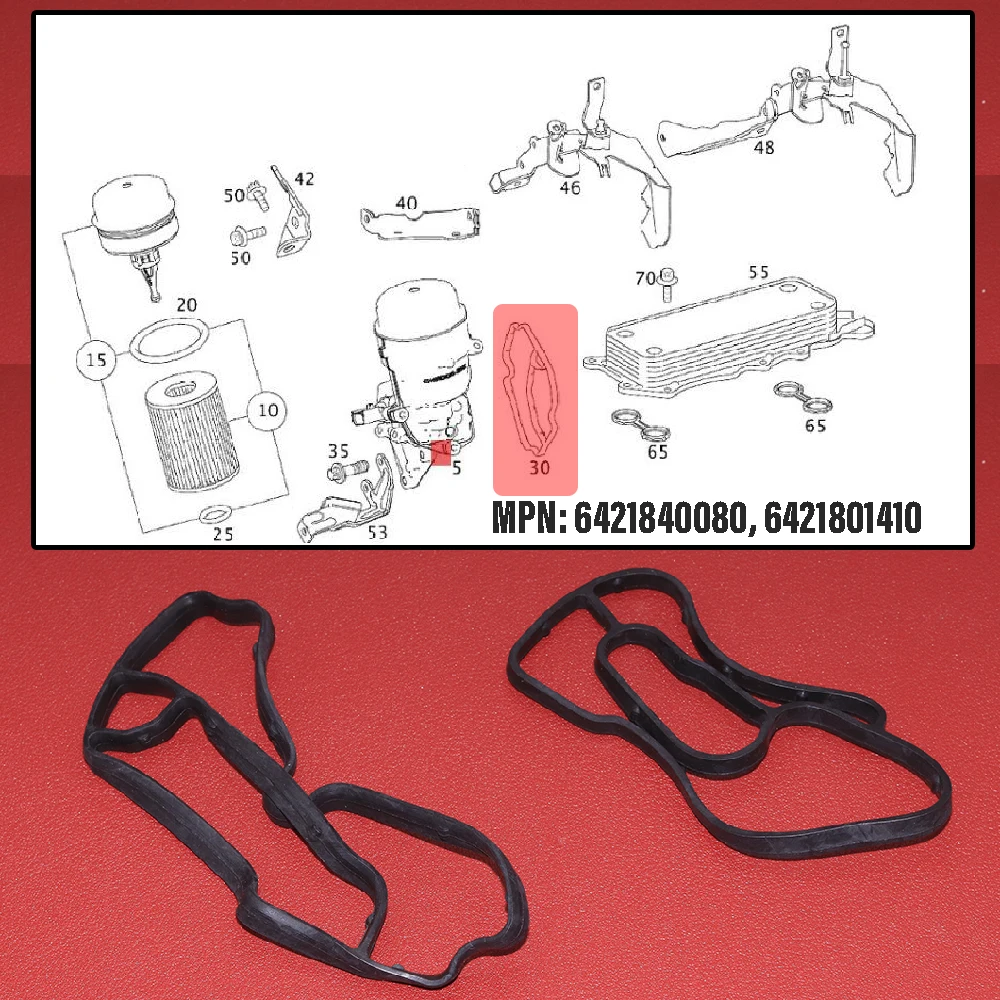 2Pcs Rubber Oil Filter Housing Gasket 6421801410+6421840080 Fit For Mercedes Sprinter Dodge Sprinter 2500 3500 Car Accessories