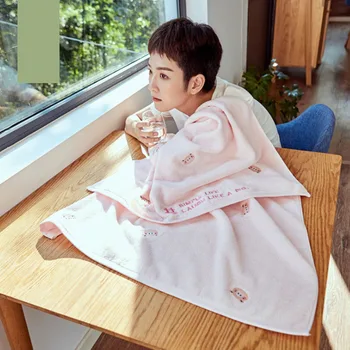 

Cartoon Embroidered Bath Towel Strong Absorption Bathrobe Head Wrap Quick Dry FaceTowel Household Hand Towel Set for Bathroom