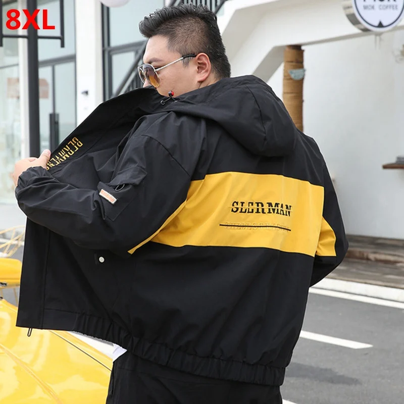 Spring and autumn big size man jacket 7XL hooded jacket plus size XL casual tide jacket 8XL Spring and autumn big size man jacket 7XL hooded jacket plus size XL casual tide jacket 8XL
