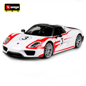 

Bburago 1:24 Porsche 918 Weissach white Track sports car Diecast Model Car Toy New In Box Free Shipping Adult toy collector28009