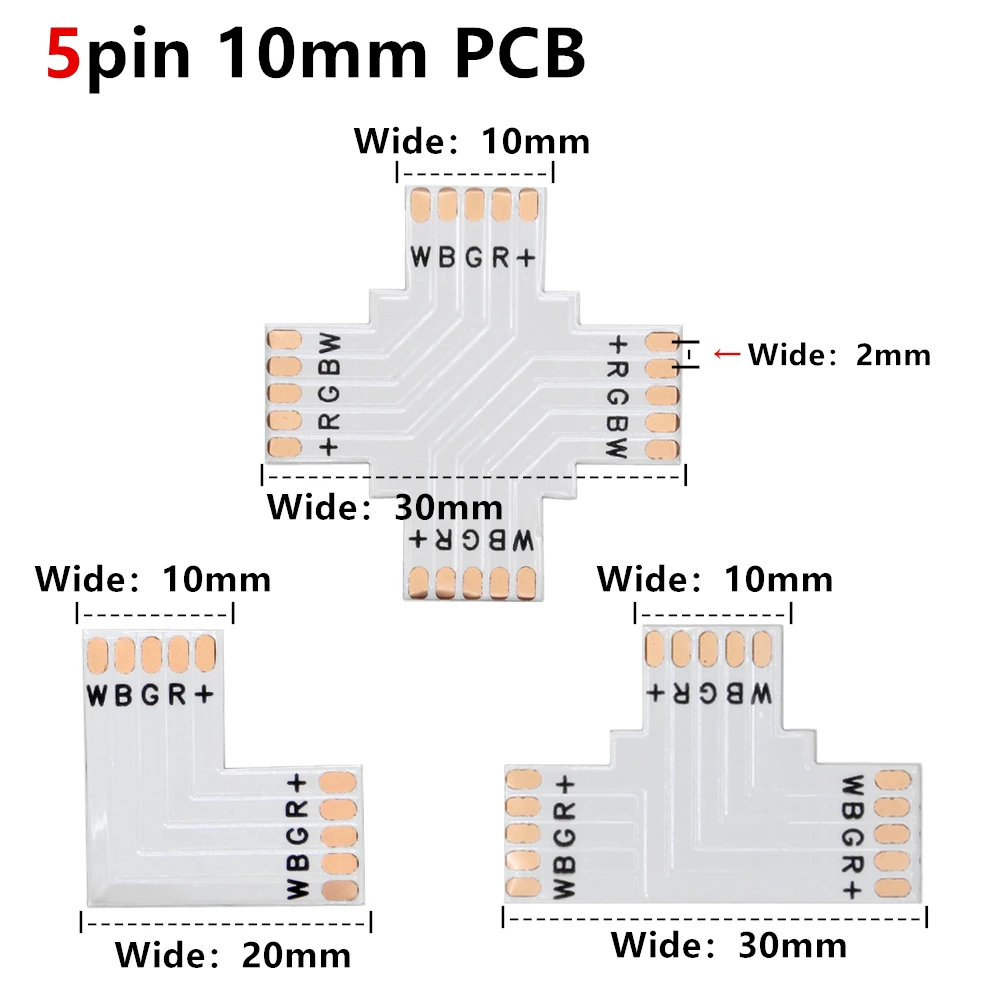 2pin/3pin/4pin/5pin угловой разъем 8 мм/10 мм/12 мм T/L/X PCB форма паяный соединитель для WS2812 WS2811 пикселей светодиодные полосы света
