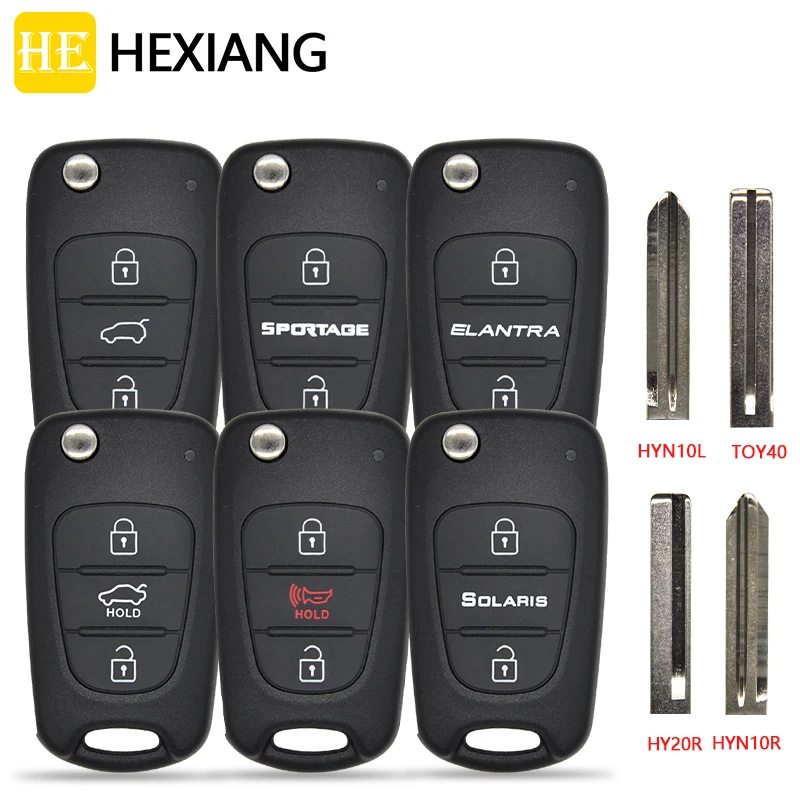 HE Xiang Car Remote Key Shell Case For Hyundai IX20 IX25 IX30 IX35 Elantra Kia Picanto Sportage K2 K3 K5 Replacment Flip Cover