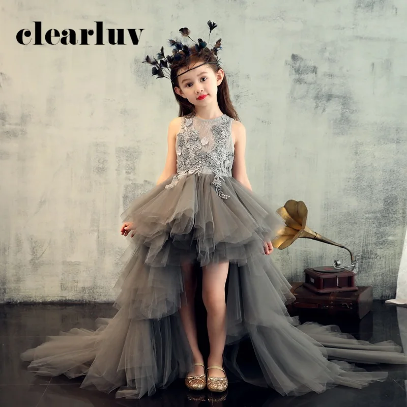 dark grey flower girl dress