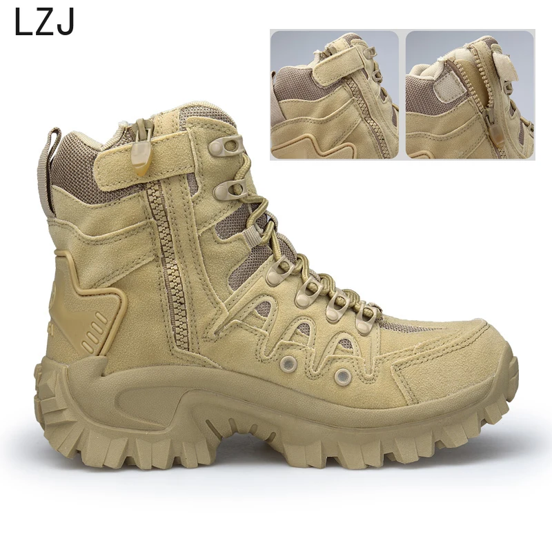 Günstige LZJ Große Größe 39 46 Wüste Taktische Herren Stiefel tragen wider Armee Stiefel Männer Wasserdichte Outdoor Wandern Männer kampf Knöchel Stiefel