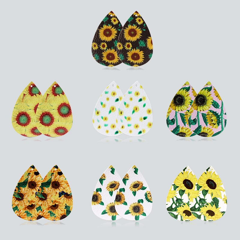 10Pcs/lot Yellow Sun Flower Pu Leather Earrings Accessories 2020 Earings Charms For DIY Making Earring Women Jewelry Connector | Украшения