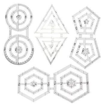 

Acrylic Sewing Ruler Double Circular Triangle Modeling Patchwork Ruler Drawing Ruler Round Square Pentagon Hexagon DIY Template